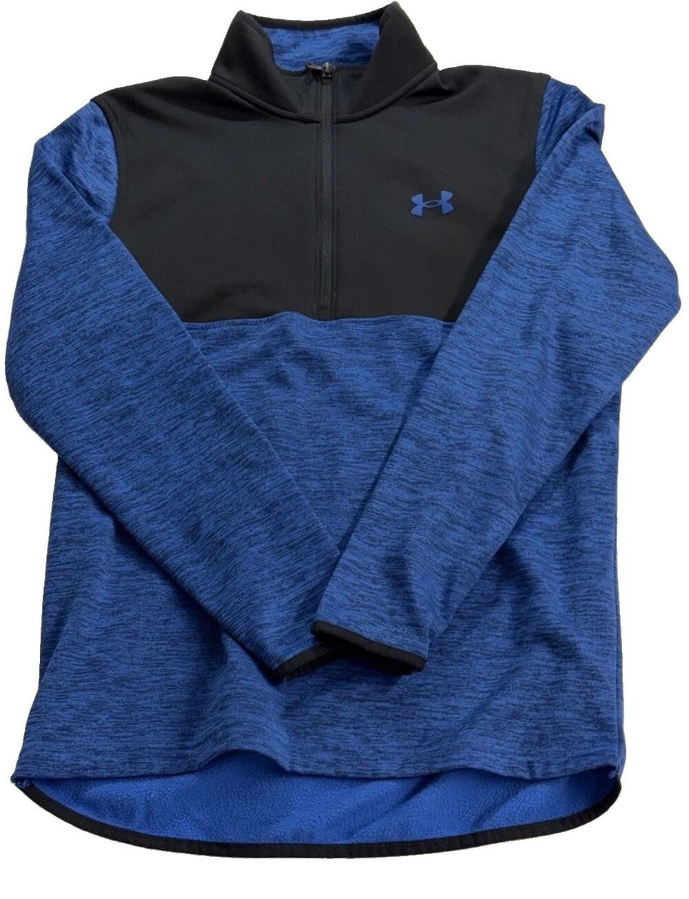 Under Armour Men’s Small Blue Black Loose Fit 1/4 Zip Fleece Pullover